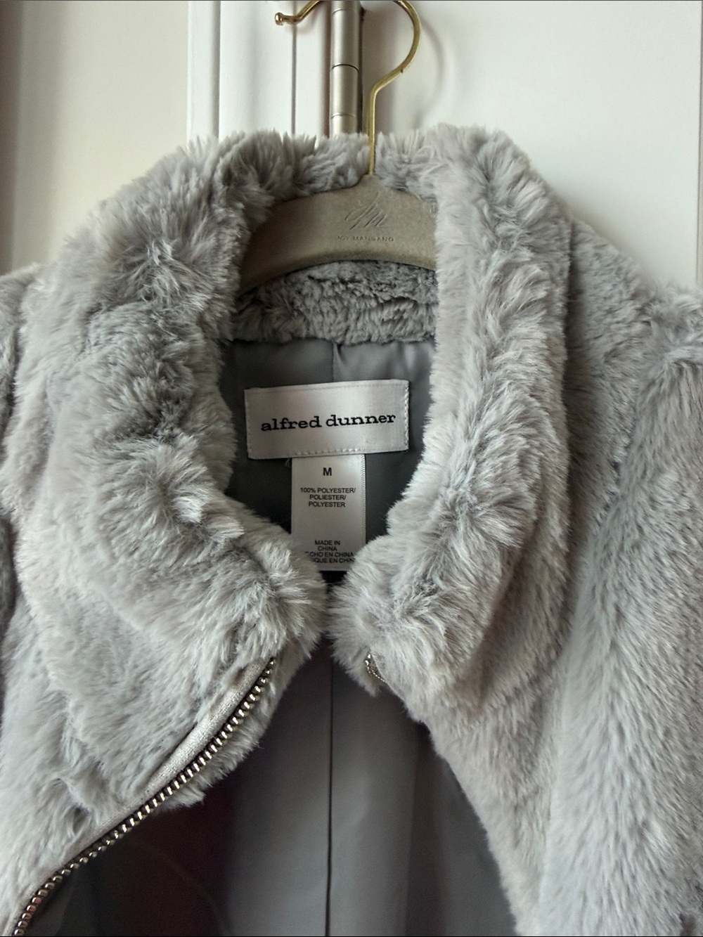 Alfred Dunner Light Gray Plush Faux Fur Vest
